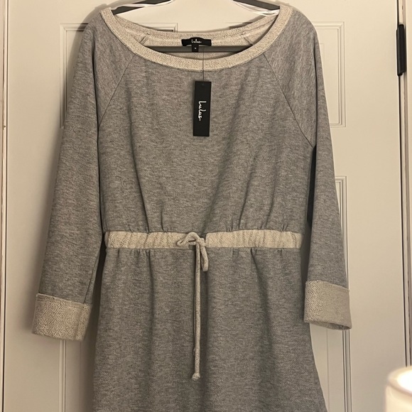 Lulu’s Heather Grey Long Sleeve Mini Dress - Picture 1 of 4